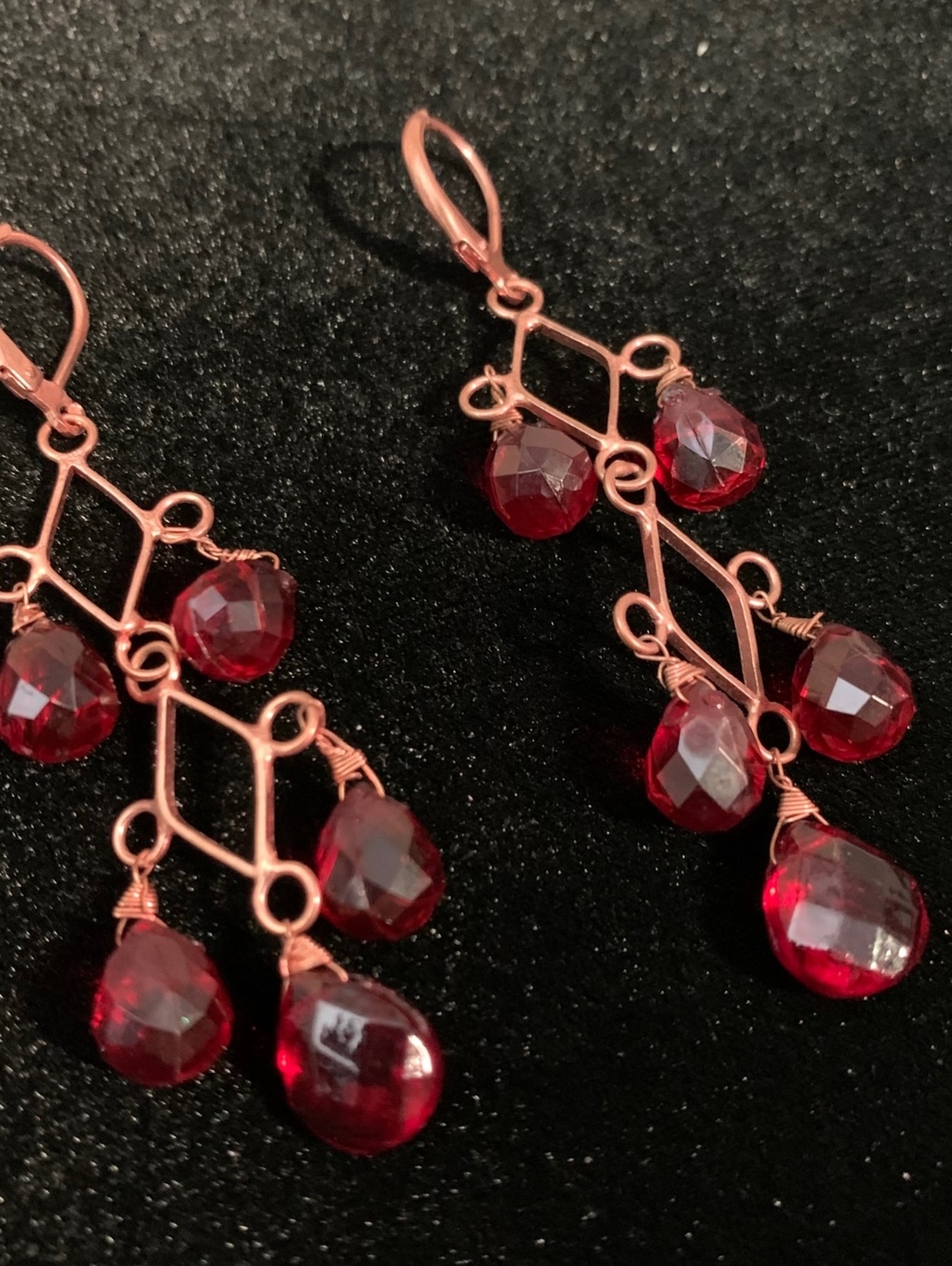 Whimsigoth Red Crystal Chandelier Earrings Statement Dangle Boho Vintage Vampire